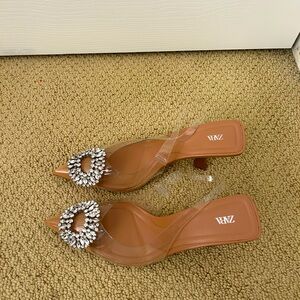 Zara clear rhinestone pumps size 9. Excellent condition. Comfortable too